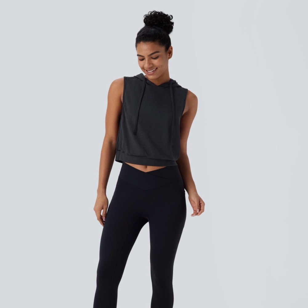 HALARA Hooded Drawstring Crop Tank